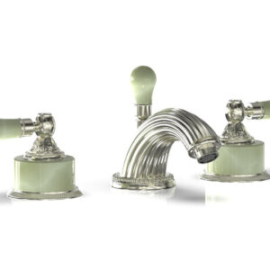 Phylrich VERSAILLES Widespread Faucet – Green Onyx K240 – Satin Nickel