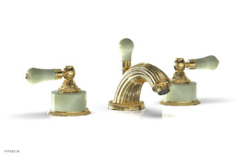 Phylrich VERSAILLES Widespread Faucet - Green Onyx K240 - Polished Gold
