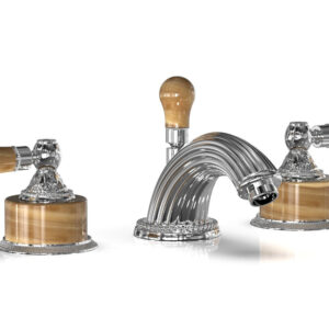 Phylrich VERSAILLES Widespread Faucet – Montaione Brown Onyx K241 – Polished Chrome