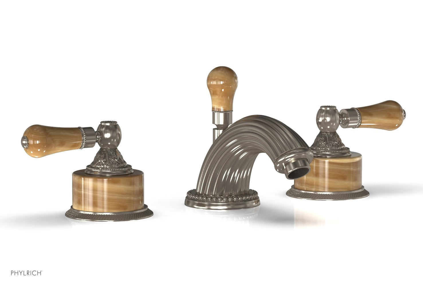 Phylrich VERSAILLES Widespread Faucet - Montaione Brown Onyx K241 - Pewter