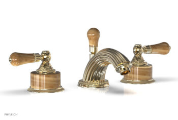 Phylrich VERSAILLES Widespread Faucet - Montaione Brown Onyx K241 - Satin Brass