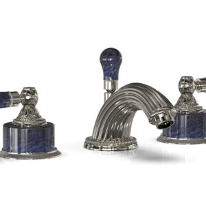 Phylrich VERSAILLES Widespread Faucet – Bleu Sodalite K242 – Polished Nickel