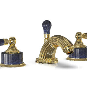 Phylrich VERSAILLES Widespread Faucet – Bleu Sodalite K242 – Polished Gold