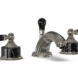 Phylrich VERSAILLES Widespread Faucet – Frienze Black Onyx K244 – Polished Nickel