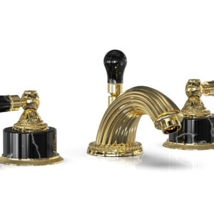 Phylrich VERSAILLES Widespread Faucet – Frienze Black Onyx K244 – Polished Gold