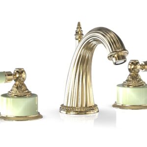 Phylrich VERSAILLES Widespread Faucet – Green Onyx K330 – Satin Brass