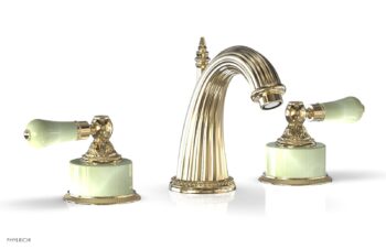 Phylrich VERSAILLES Widespread Faucet - Green Onyx K330 - Satin Brass