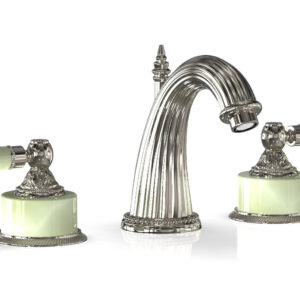 Phylrich VERSAILLES Widespread Faucet – Green Onyx K330 – Polished Nickel