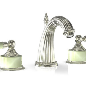 Phylrich VERSAILLES Widespread Faucet – Green Onyx K330 – Satin Nickel