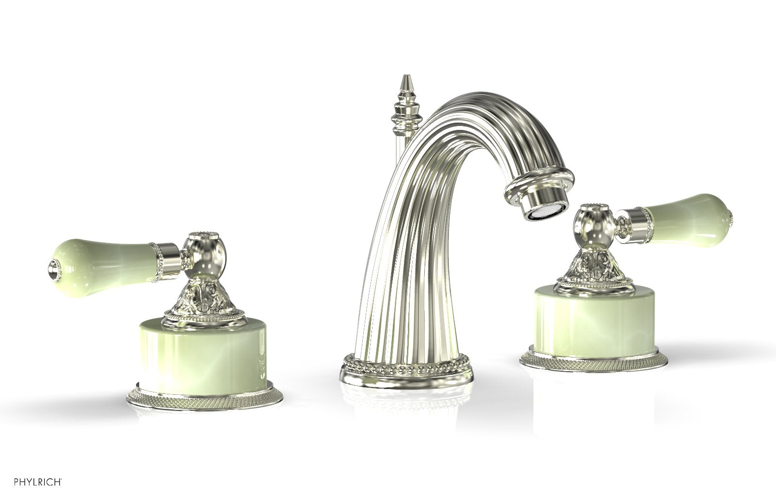 Phylrich VERSAILLES Widespread Faucet - Green Onyx K330 - Satin Nickel