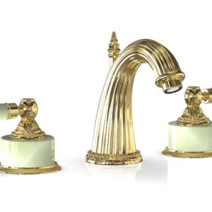 Phylrich VERSAILLES Widespread Faucet – Green Onyx K330 – Polished Gold
