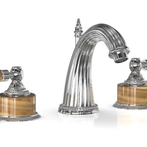 Phylrich VERSAILLES Widespread Faucet – Montaione Brown Onyx K331 – Polished Chrome