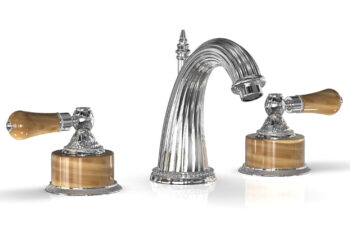 Phylrich VERSAILLES Widespread Faucet - Montaione Brown Onyx K331 - Polished Chrome