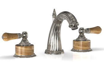 Phylrich VERSAILLES Widespread Faucet - Montaione Brown Onyx K331 - Polished Nickel