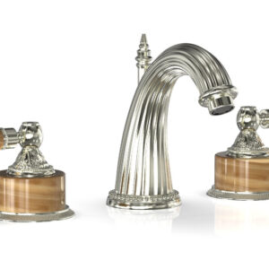 Phylrich VERSAILLES Widespread Faucet – Montaione Brown Onyx K331 – Satin Nickel