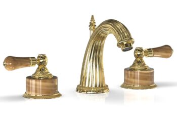 Phylrich VERSAILLES Widespread Faucet - Montaione Brown Onyx K331 - Polished Gold