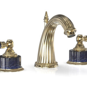 Phylrich VERSAILLES Widespread Faucet – Bleu Sodalite K332 – Satin Brass