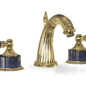 Phylrich VERSAILLES Widespread Faucet – Bleu Sodalite K332 – Polished Gold
