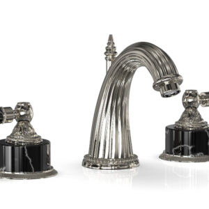 Phylrich VERSAILLES Widespread Faucet – Frienze Black Onyx K334 – Polished Nickel