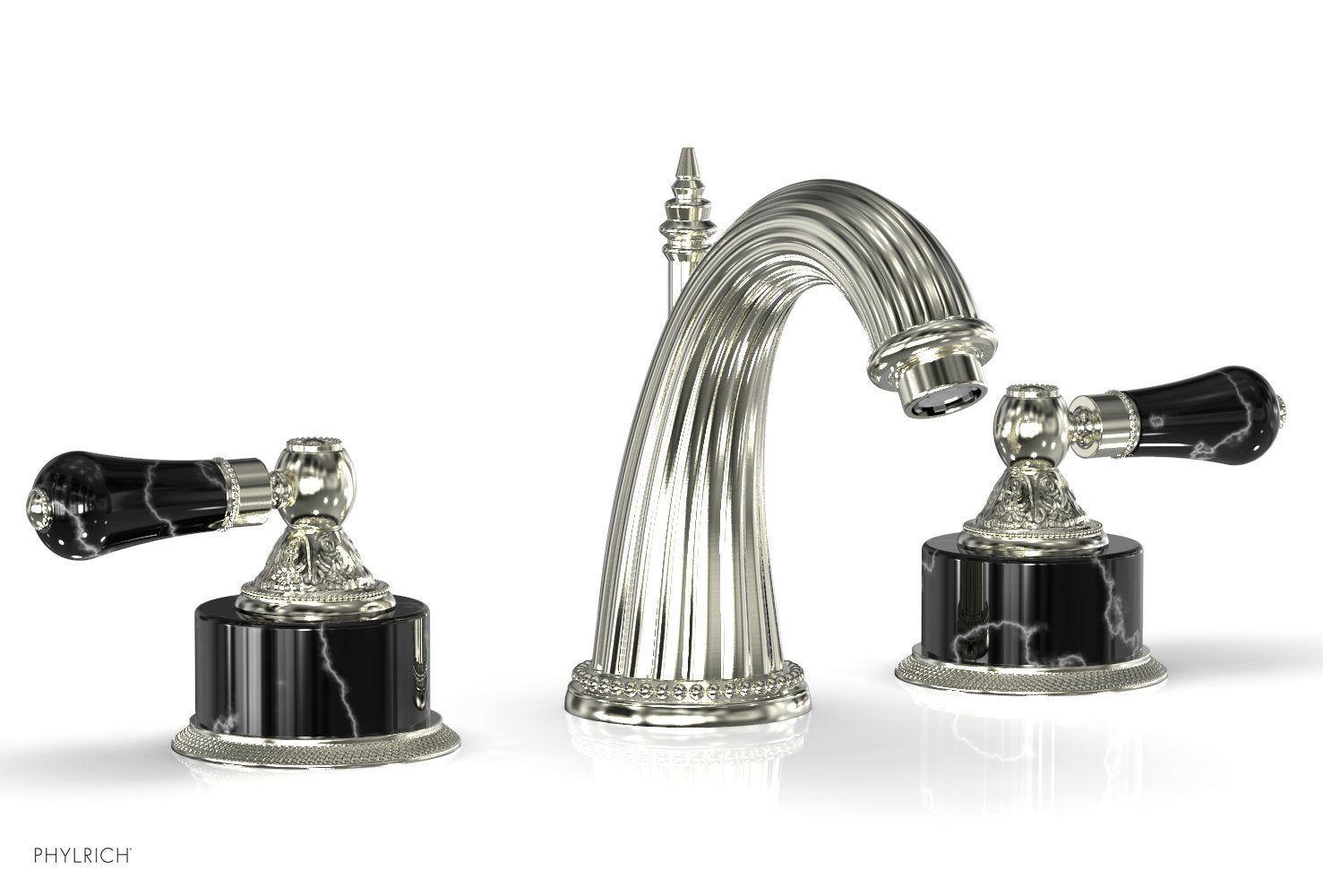 Phylrich VERSAILLES Widespread Faucet - Frienze Black Onyx K334 - Satin Nickel