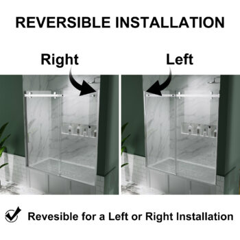 Ex 58-60" W x 58" H Sliding Semi Frameless Tub Door in Chrome with Clear Glass - Image 6