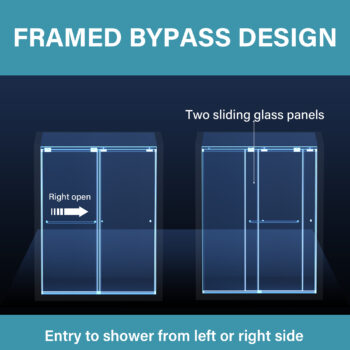 Glide 56-60" W x 70" H Black Framed Sliding Shower Door - Image 4