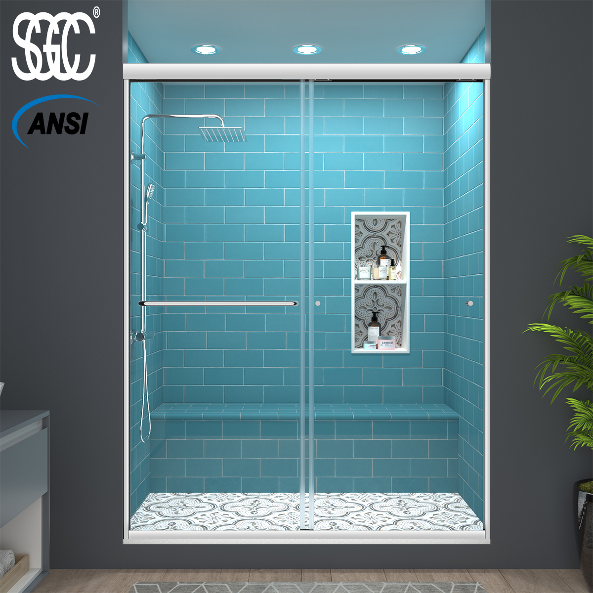 Glide 56-60" W x 70" H Sliding Framed Shower Door in Chrome