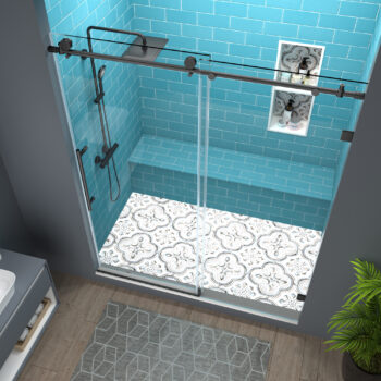 Glide 56-60" W x 74" H Sliding Frameless Tall Shower Door with Thick Clear Glass - Image 3