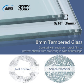 Glide 56-60" W x 74" H Sliding Frameless Tall Shower Door with Thick Clear Glass - Image 4