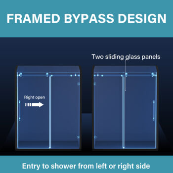 Glide 56-60" W x 74" H Sliding Frameless Tall Shower Door with Thick Clear Glass - Image 5