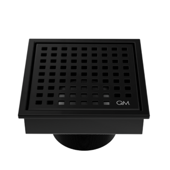 QM Lagos Series. Mira Line. 4" Square Drain. Black
