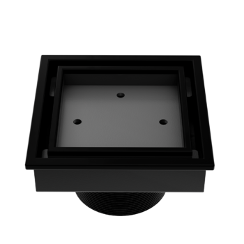 QM Lagos Series. Veil Line. 4" Square Drain. Black