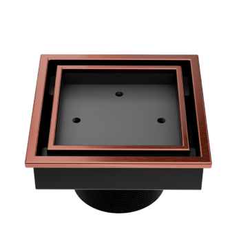 QM Lagos Series. Veil Line. 4" Square Drain. Bronze