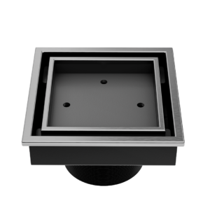 QM Lagos Series. Veil Line. 4″ Square Drain. Satin fin.