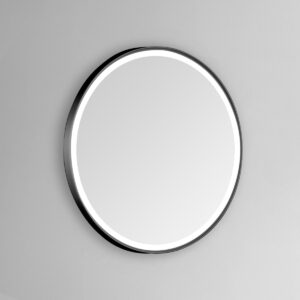 Sola 36×36 Round Lighted Bathroom Vanity Mirror  – Black