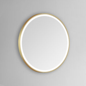Sola 36×36 Round Lighted Bathroom Vanity Mirror  – Gold