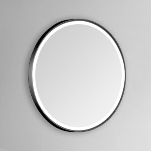 Sola 40×40 Round Lighted Bathroom Vanity Mirror  – Black