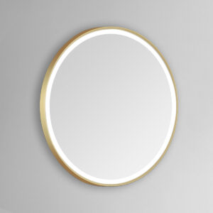 Sola 40×40 Round Lighted Bathroom Vanity Mirror  – Gold