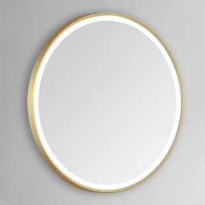 Sola 48×48 Round Lighted Bathroom Vanity Mirror  – Gold