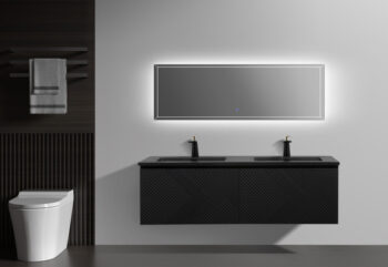 Mar 60" Black Vanity With Black Countertop - Image 4