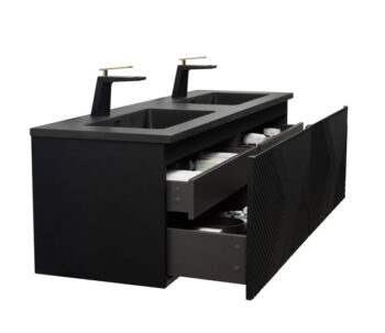 Mar 60" Black Vanity With Black Countertop - Image 3