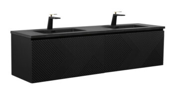 Mar 72" Black Vanity With Black Countertop - Image 2