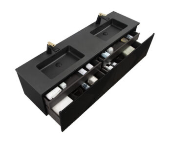 Mar 72" Black Vanity With Black Countertop - Image 3