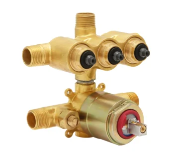Huntington Brass Push Button Rough-In Valve With 3 Outlets