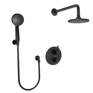 Huntington Brass Round Thermostatic Shower Trim In Matte Black
