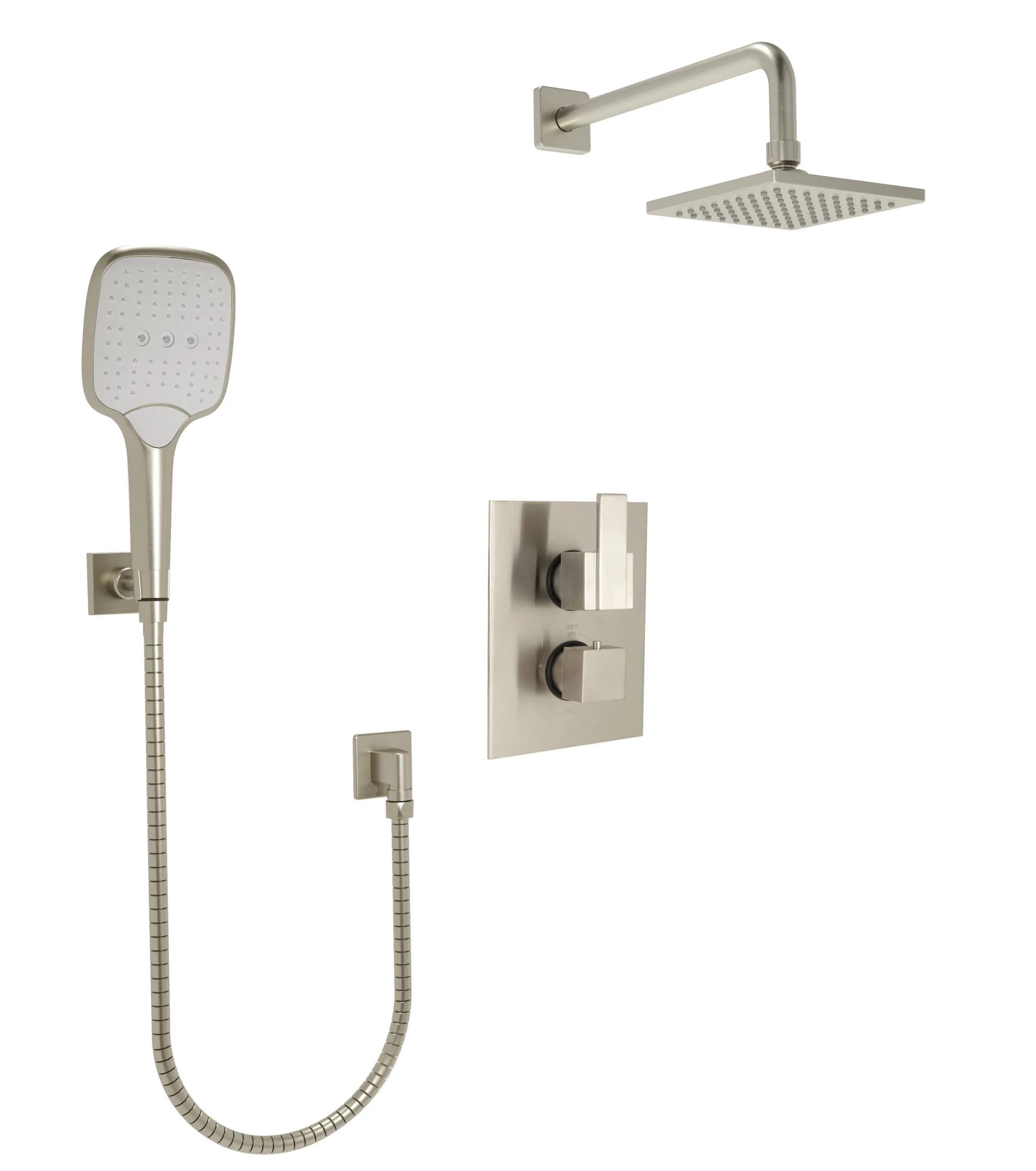 Huntington Brass Square Thermostatic Shower Trim In Pvd Satin Nickel