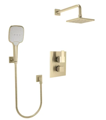 Huntington Brass Square Thermostatic Shower Trim In PVD Satin Brass