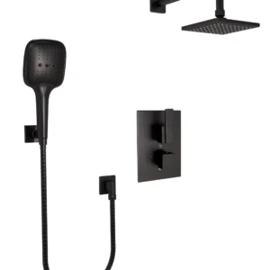Huntington Brass Square Thermostatic Shower Trim In Matte Black