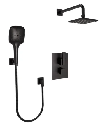 Huntington Brass Square Thermostatic Shower Trim In Matte Black