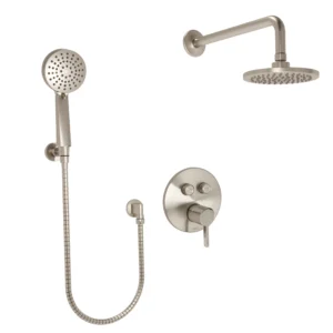 Huntington Brass Round Push Button Shower Trim In Pvd Satin Nickel